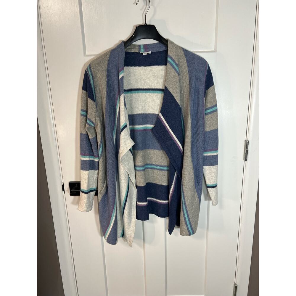 J.Jill Open Front Striped Sweater‎ | Womens Size M Medium Petite | Long Sleeve - Picture 3 of 9